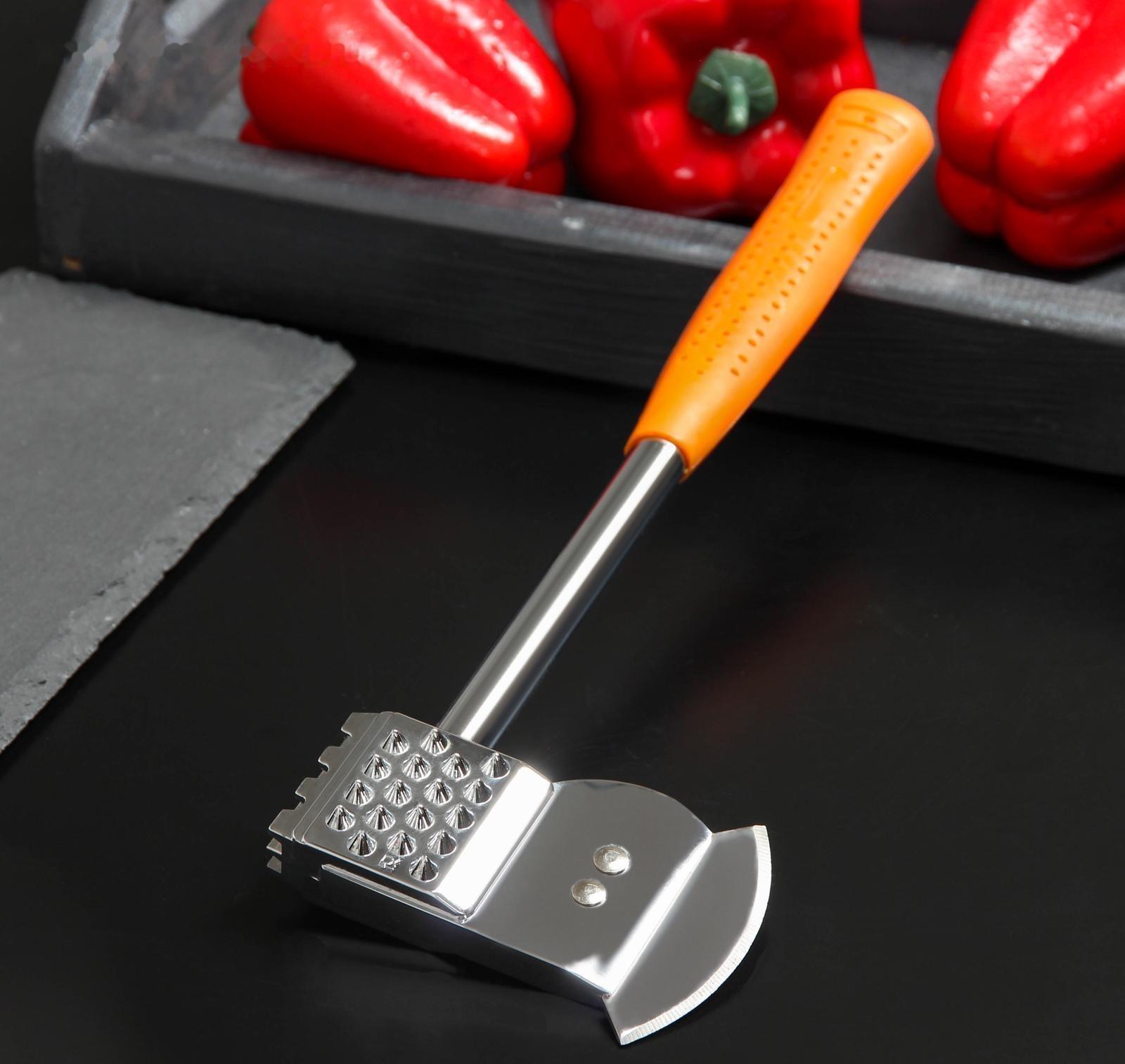 Молоток-топорик с прорезиненной ручкой для отбивки мяса, цвет МИКС