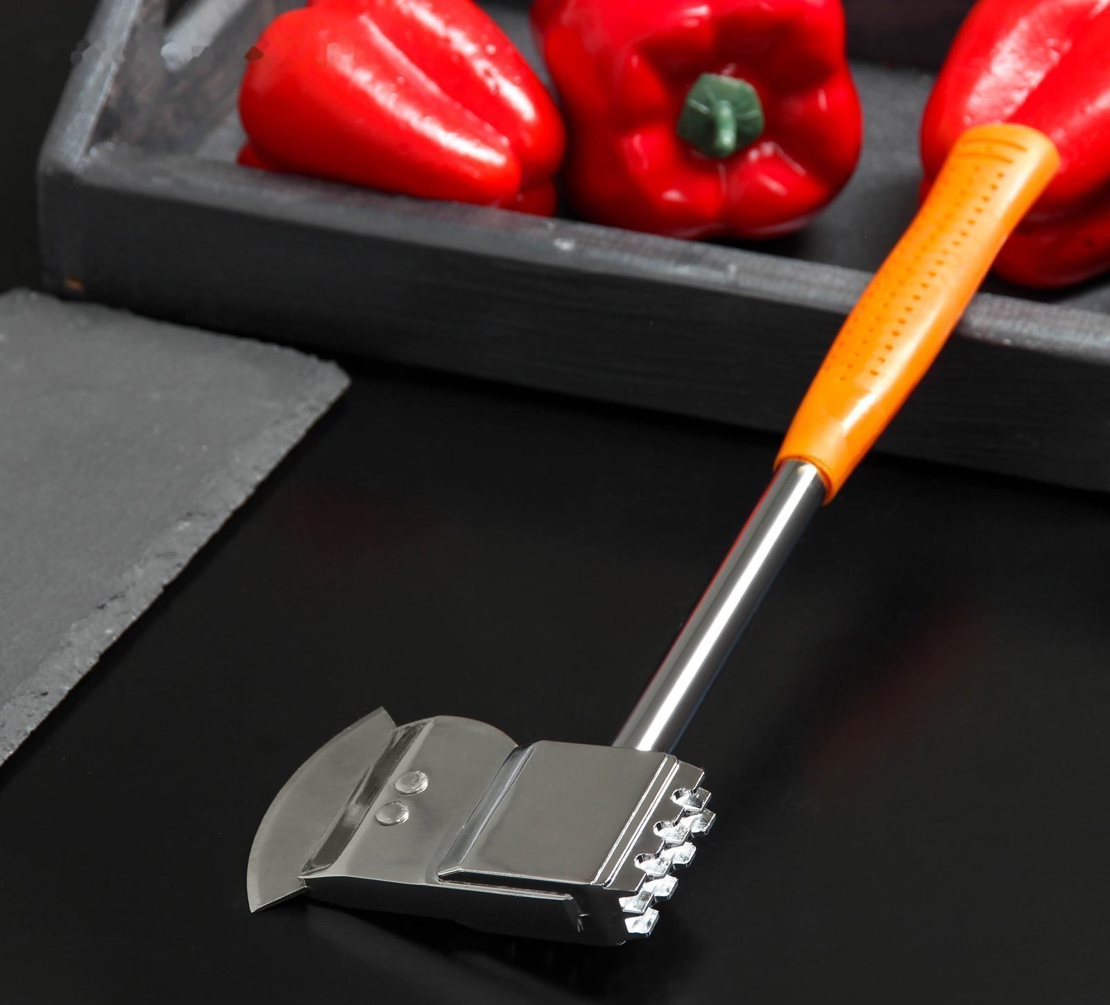 Молоток-топорик с прорезиненной ручкой для отбивки мяса, цвет МИКС