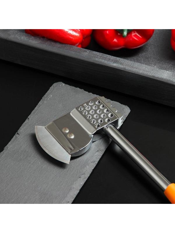 Молоток-топорик с прорезиненной ручкой для отбивки мяса, цвет МИКС