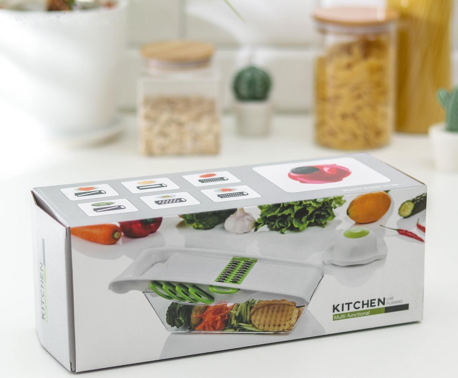 Тёрка с лотком Доляна Vegan, 6 насадок, 30×10,5×11 см, цвет зелёный, овощечистка металлическая, цвет красный