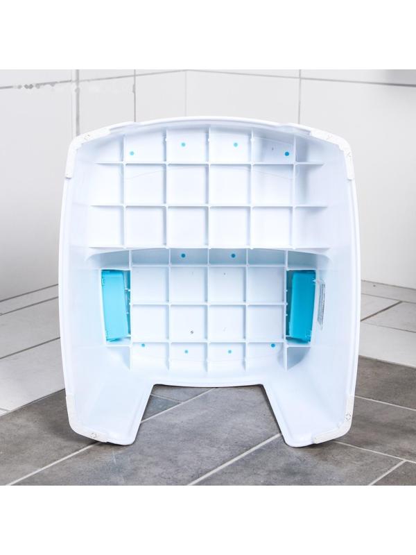 Подставка детская с прорезинеными ступеньками, цвет белый/голубой