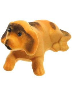 Собака на панель авто, качающая головой, малая, бежевый окрас