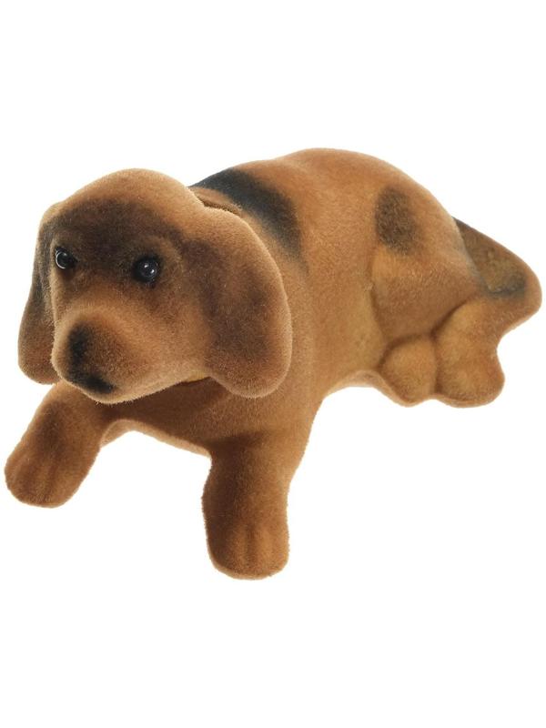 Собака на панель авто, качающая головой, малая, бежево-коричневый окрас