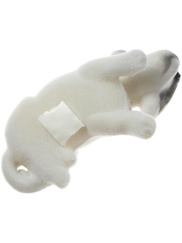 Собака на панель авто, качающая головой, малая, белый окрас