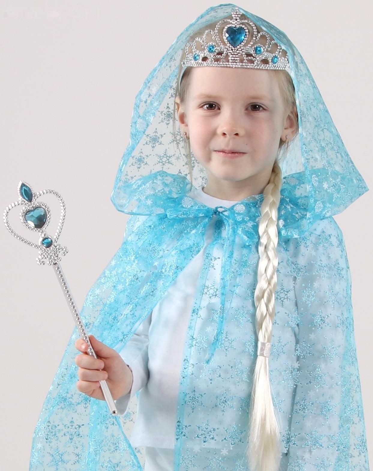 Карнавальный набор «Элла», плащ из органзы, коса, жезл, корона, длина 80 см