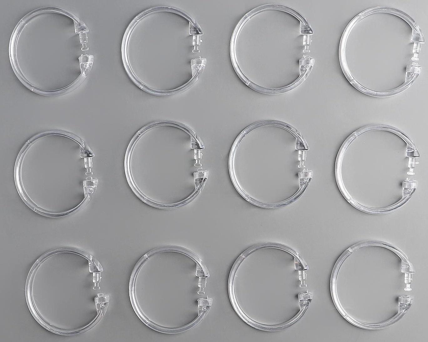 Набор крючков для штор, d=5,5 см, 12 шт, прозрачные