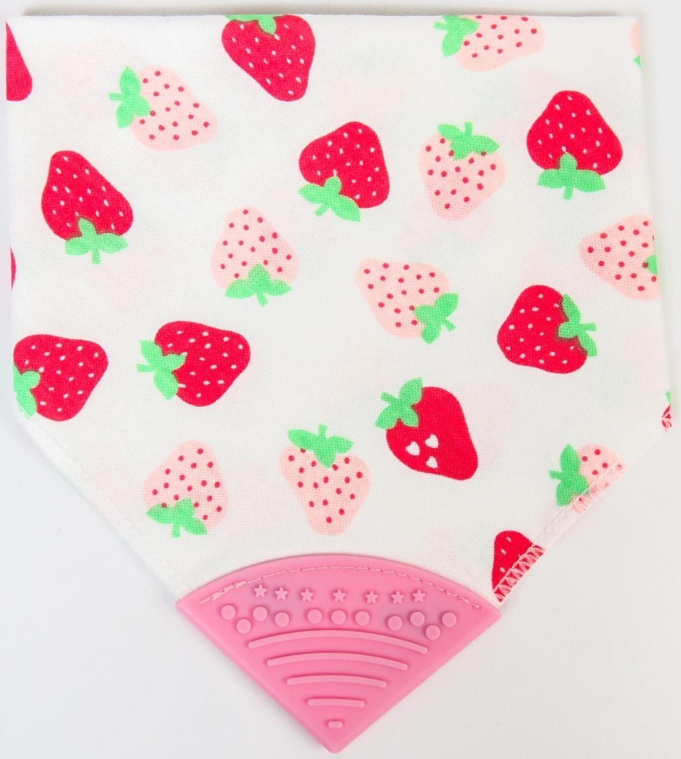 Нагрудник-бандана/слюнявчик для кормления непромокаемый с прорезывателем на кнопке, цвет розовый, МИКС