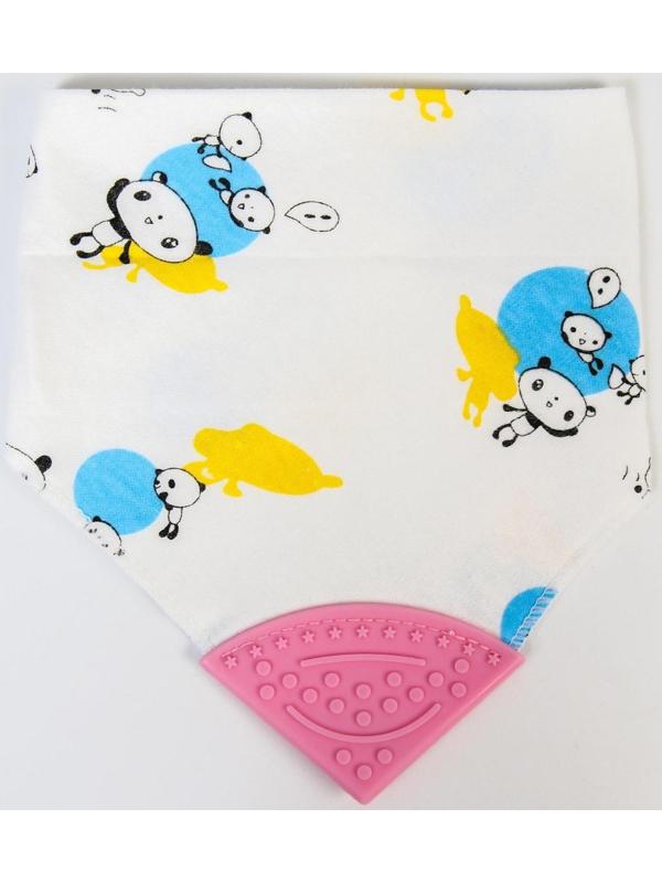 Нагрудник-бандана/слюнявчик для кормления непромокаемый с прорезывателем на кнопке, цвет розовый, МИКС