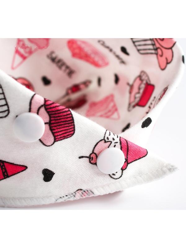 Нагрудник-бандана/слюнявчик для кормления непромокаемый с прорезывателем на кнопке, цвет розовый, МИКС