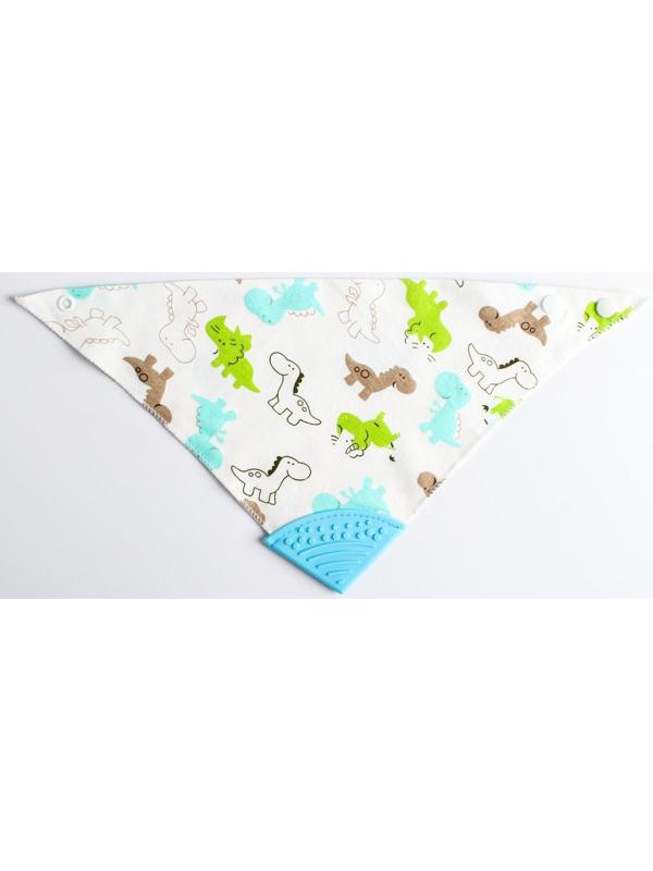 Нагрудник-бандана/слюнявчик для кормления непромокаемый с прорезывателем на кнопке, цвет голубой, МИКС