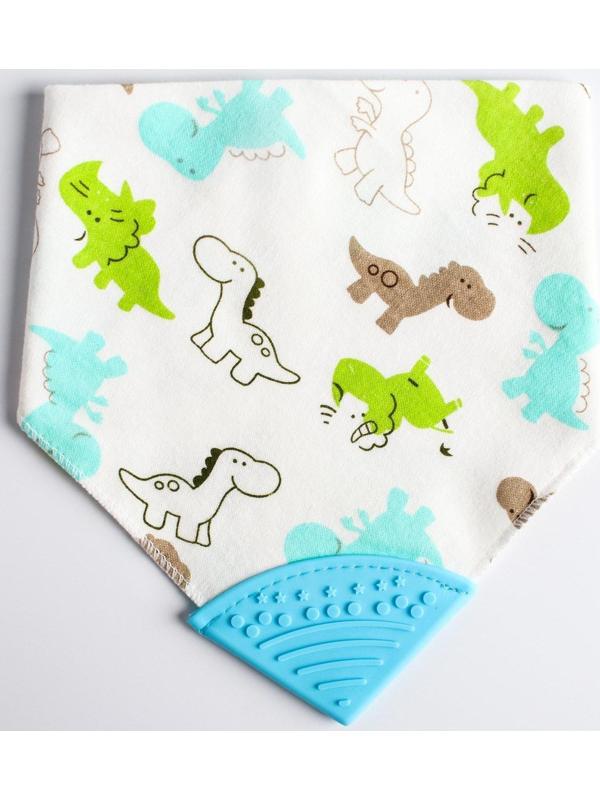 Нагрудник-бандана/слюнявчик для кормления непромокаемый с прорезывателем на кнопке, цвет голубой, МИКС