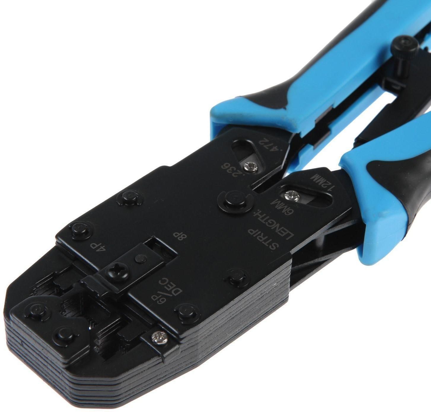 Кримпер ТУНДРА, для обжима клемм RJ-45 8P, RJ-12 6P, RJ-10 4P, вертикальный обжим