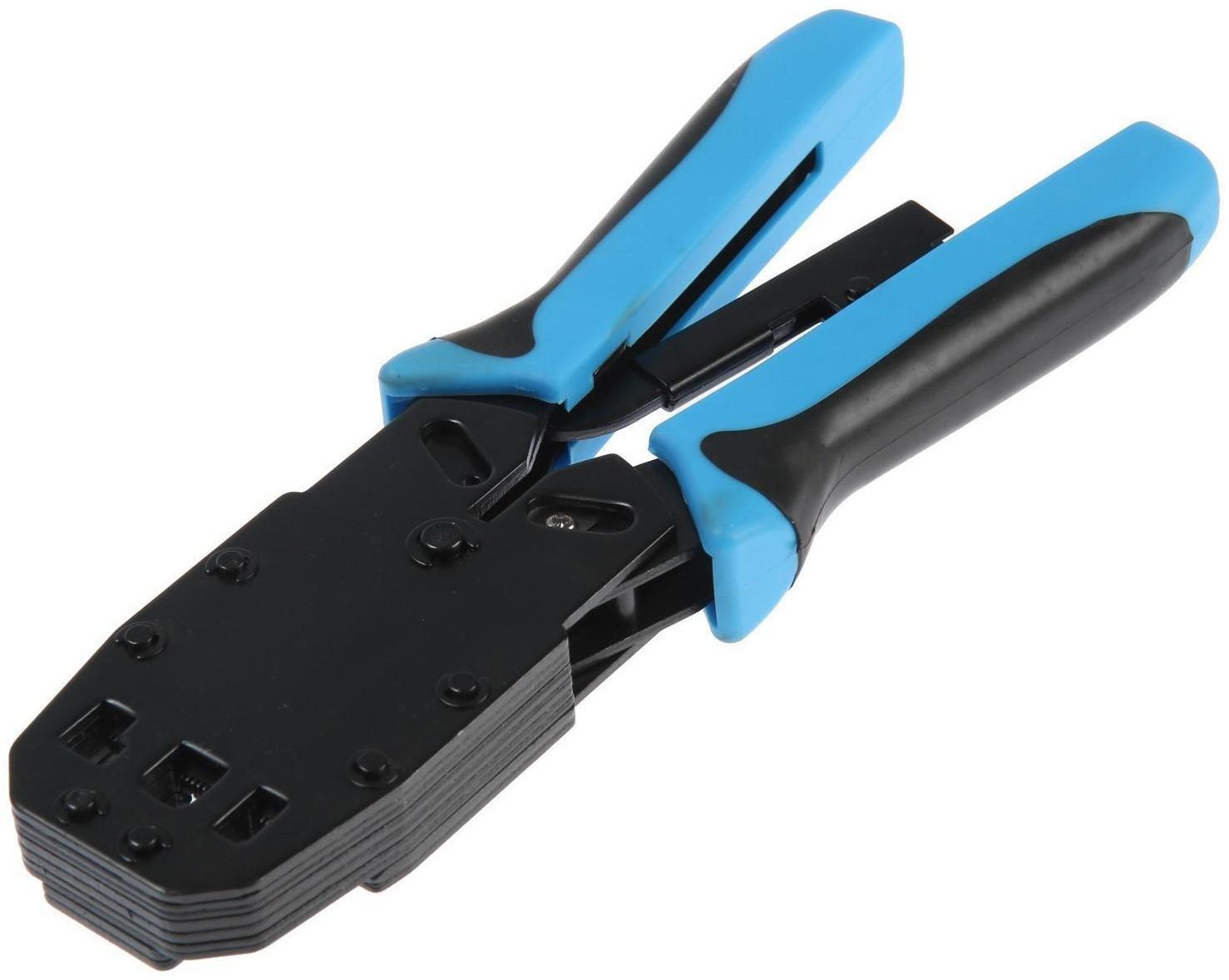 Кримпер ТУНДРА, для обжима клемм RJ-45 8P, RJ-12 6P, RJ-10 4P, вертикальный обжим