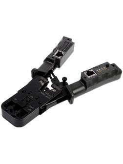 Кримпер-тестер ТУНДРА, с тестером кабеля, RJ-45 8P, RJ-12 6P, RJ-11 4P, вертикальный обжим