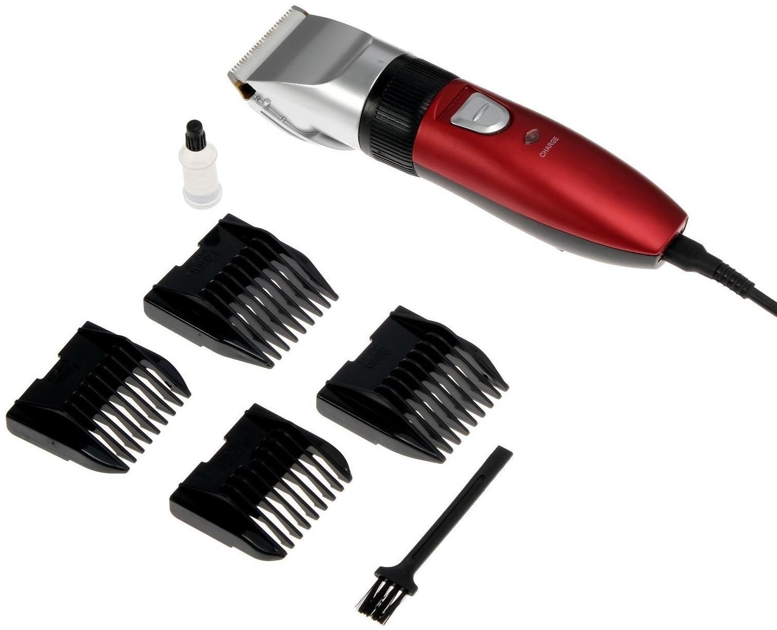 Машинка для стрижки Luazon LTRI-22, 2.5 Вт, 3/6/9/12 мм, керамич. нож, АКБ, красная