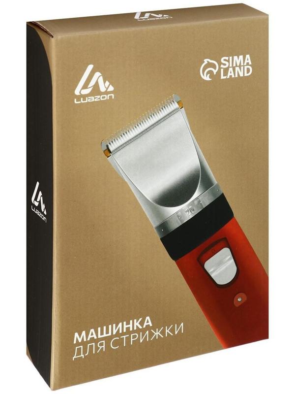 Машинка для стрижки Luazon LTRI-22, 2.5 Вт, 3/6/9/12 мм, керамич. нож, АКБ, красная
