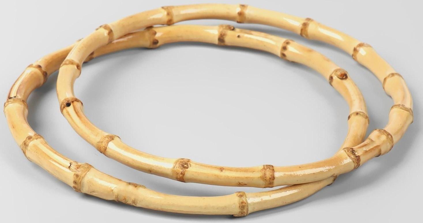 Ручки для сумки, 2 шт, бамбук, d = 17 см, толщина 0,8 см