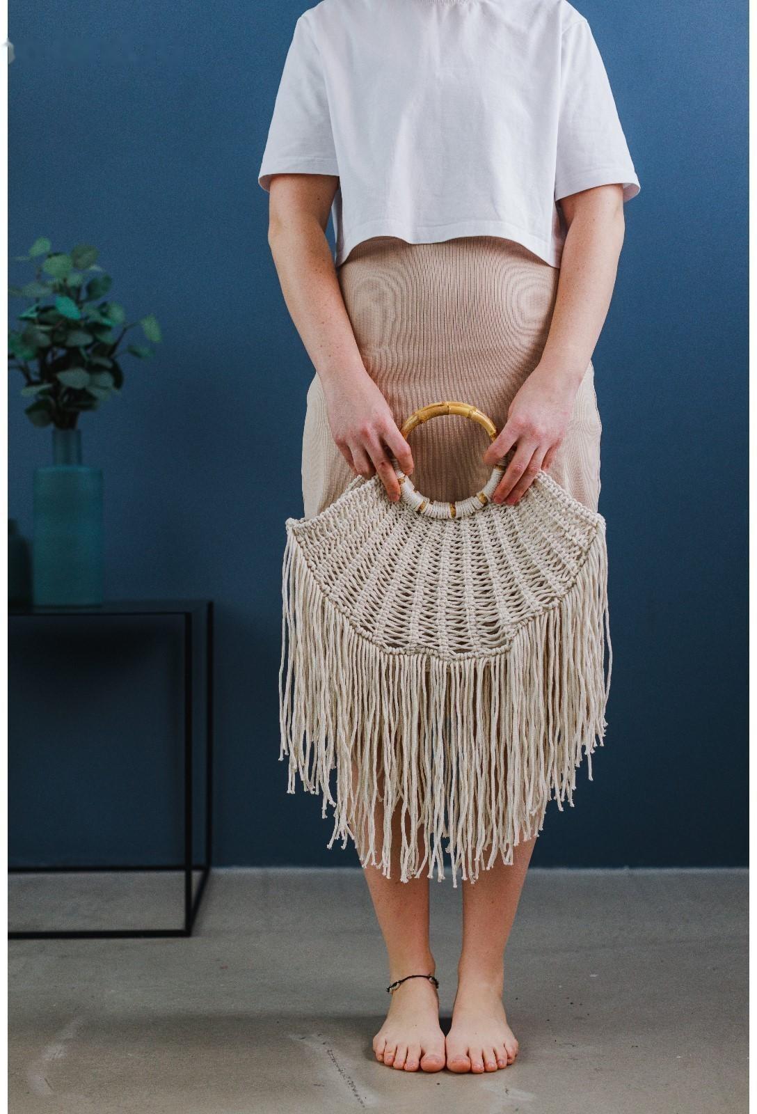 Ручки для сумки, 2 шт, бамбук, d = 17 см, толщина 0,8 см