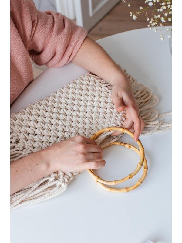 Ручки для сумки, 2 шт, бамбук, d = 17 см, толщина 0,8 см