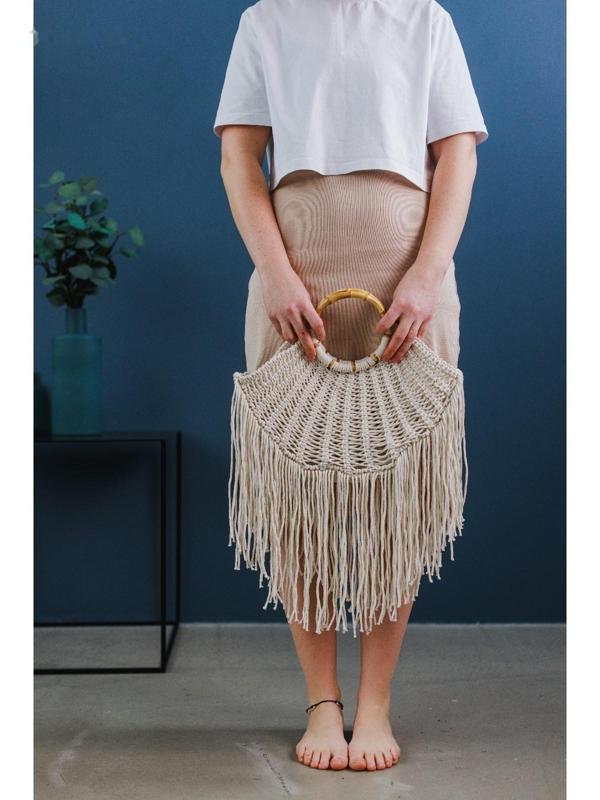 Ручки для сумки, 2 шт, бамбук, d = 17 см, толщина 0,8 см