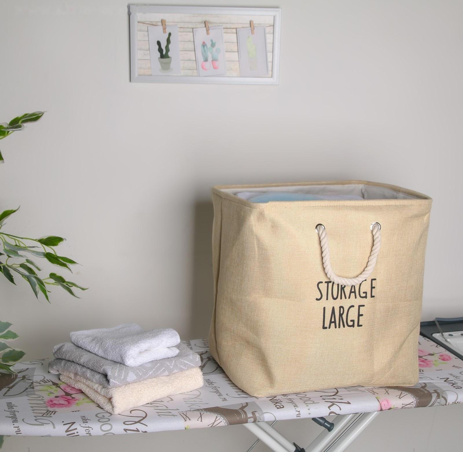 Корзина бельевая текстильная «Лори», 42×34×40 см, цвет бежевый