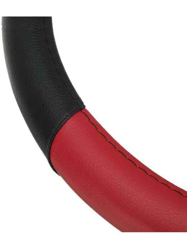 Оплетка TORSO, кожа PU, комбинированная, размер 38 см, черно-красный