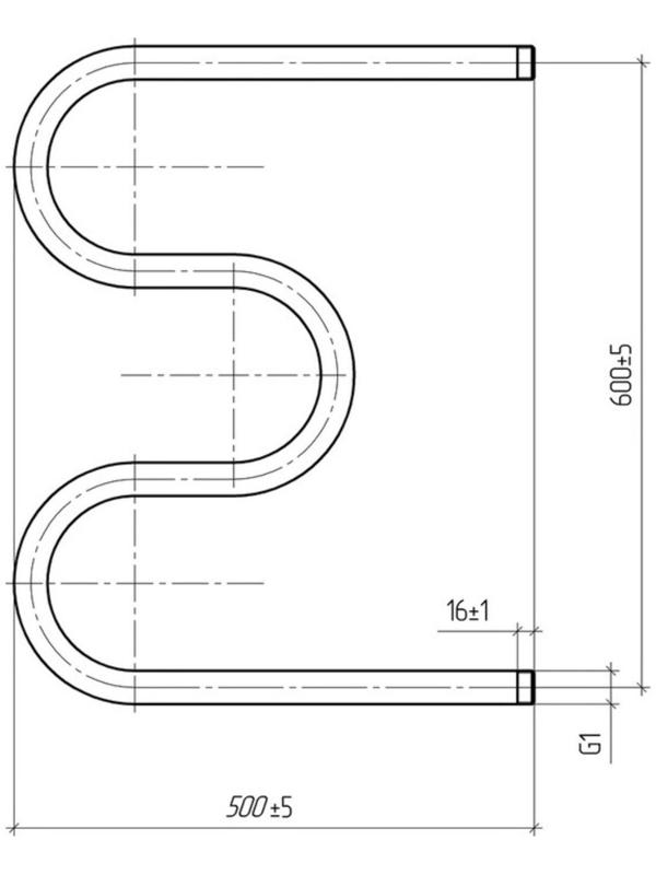 Полотенцесушитель водяной ТЕРА, М-образный, 600х500 мм, D=32 мм, наружная резьба 1