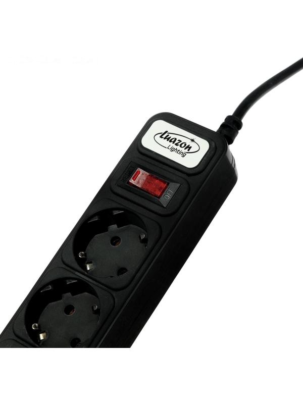 Сетевой фильтр Luazon Lighting, 6 розеток, 1.8 м, 2200 Вт, 3 х 0.75 мм2, 10 А, 220 В, черный