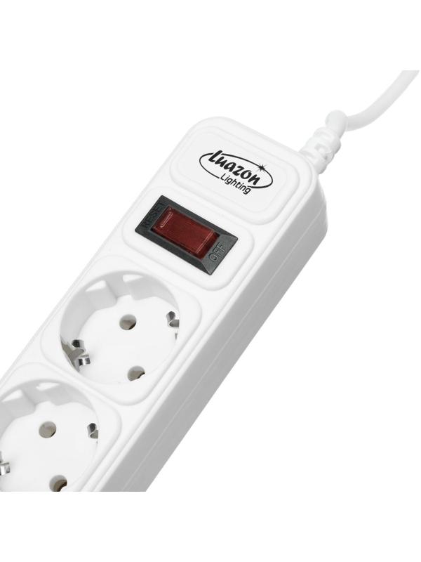 Сетевой фильтр Luazon Lighting, 6 розеток, 5 м, 2200 Вт, 3 х 0.75 мм2, 10 А, 220 В, белый