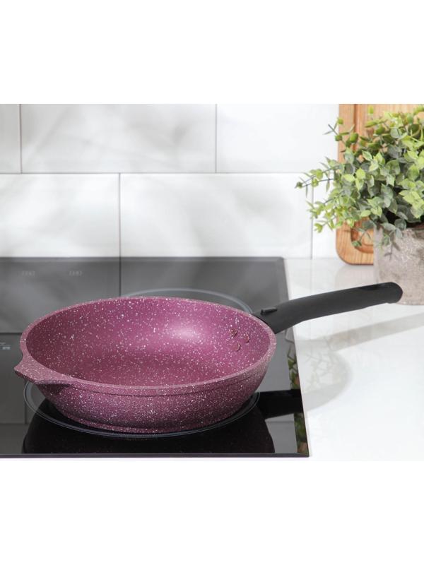 Сковорода Trendy style, d=22 см, съёмная ручка, антипригарное покрытие, цвет бордовый