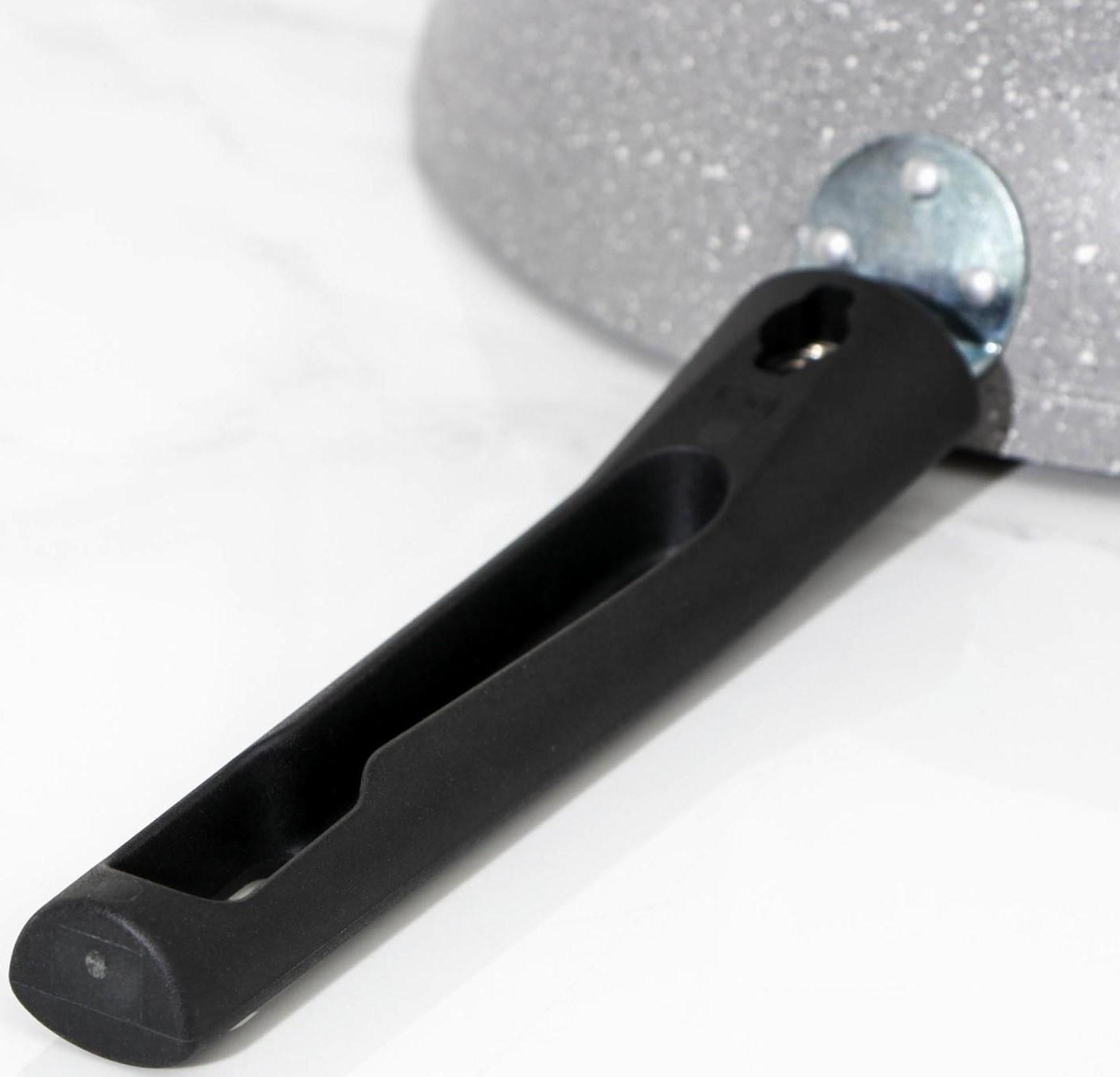 Сковорода, d=26 см, съёмная ручка, стеклянная крышка, антипригарное покрытие, цвет светлый мрамор