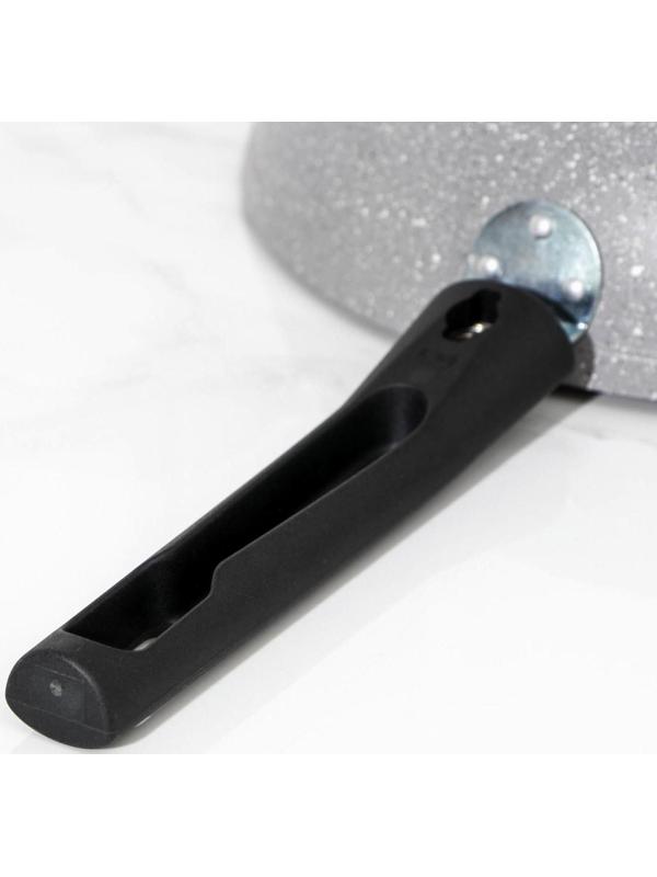 Сковорода, d=26 см, съёмная ручка, стеклянная крышка, антипригарное покрытие, цвет светлый мрамор