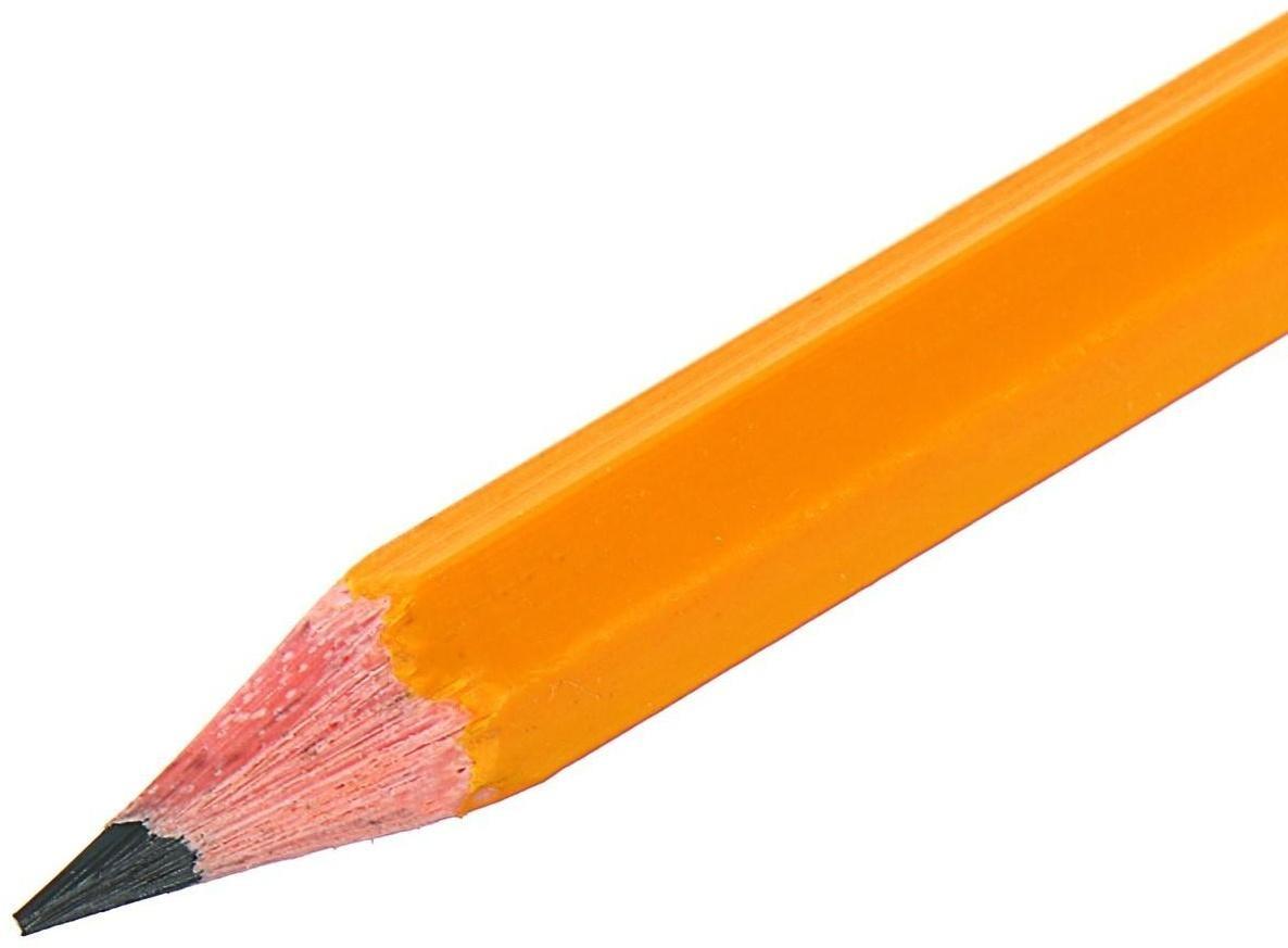 Карандаш чернографитный Н, Calligrata, с ластиком, пластиковый, оранжевый