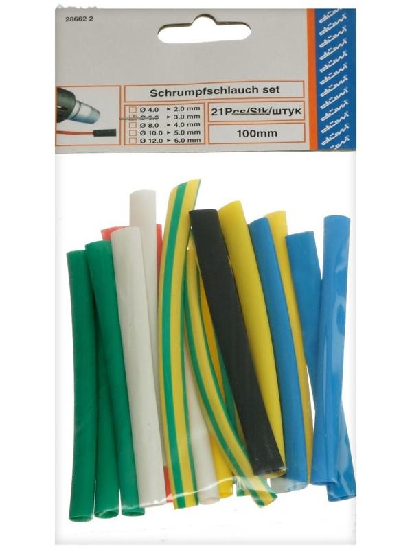 Термоусаживаемая трубка Duwi, 6/3 мм, набор, 21 шт.