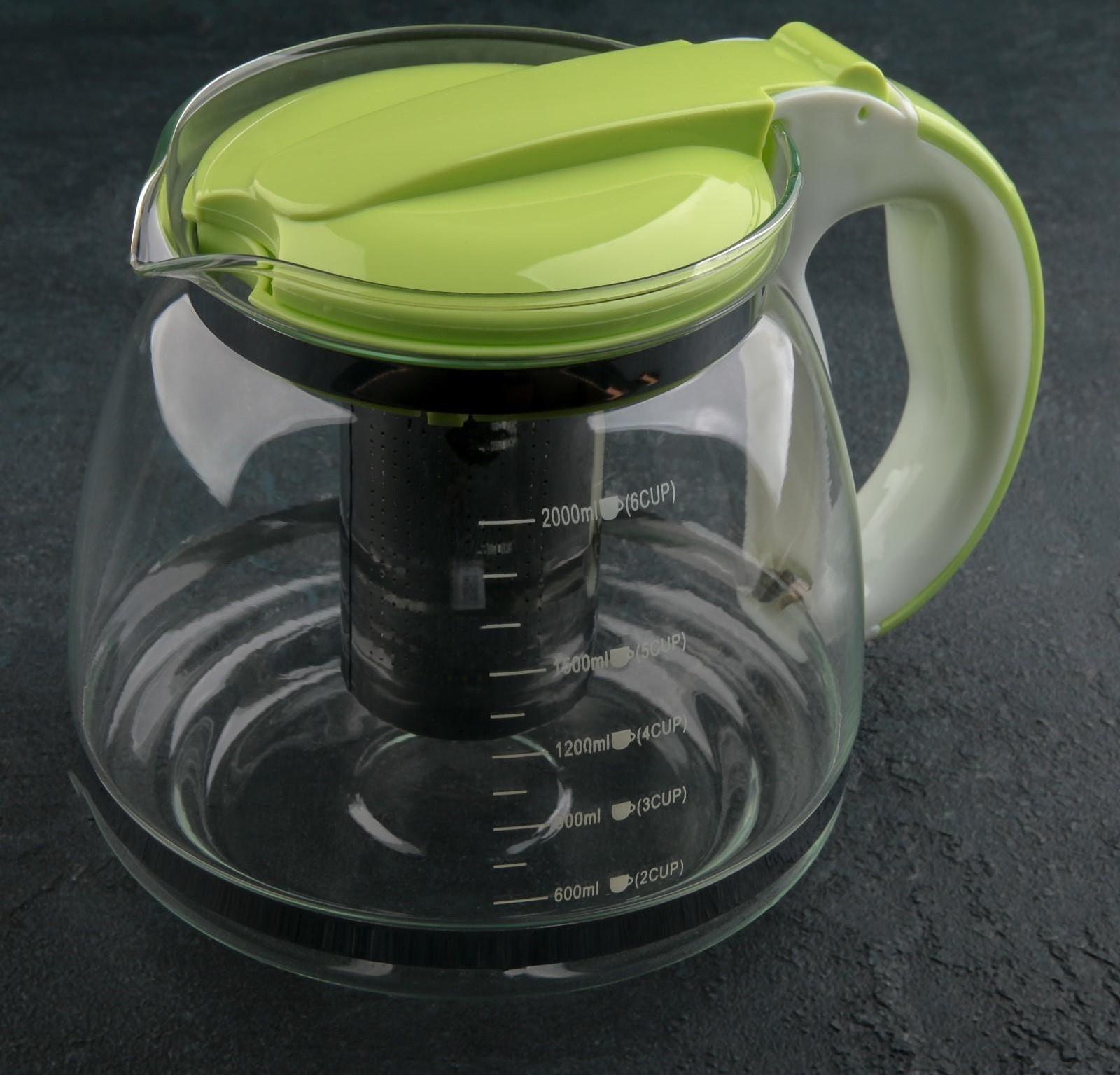 Чайник стеклянный заварочный «Наслаждение», 2 л, с металлическим ситом, цвет МИКС