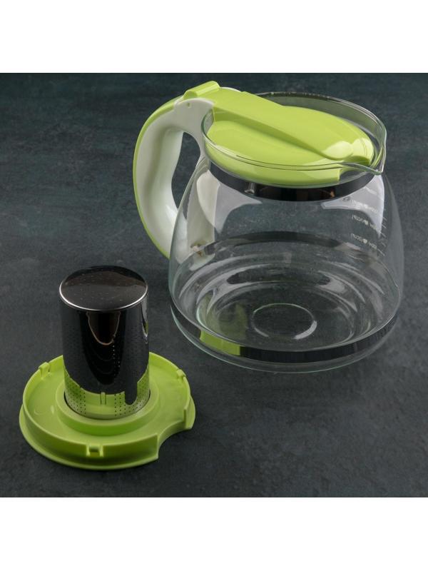 Чайник стеклянный заварочный «Наслаждение», 2 л, с металлическим ситом, цвет МИКС