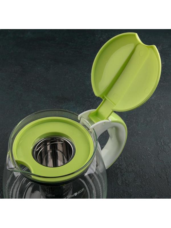 Чайник стеклянный заварочный «Наслаждение», 2 л, с металлическим ситом, цвет МИКС