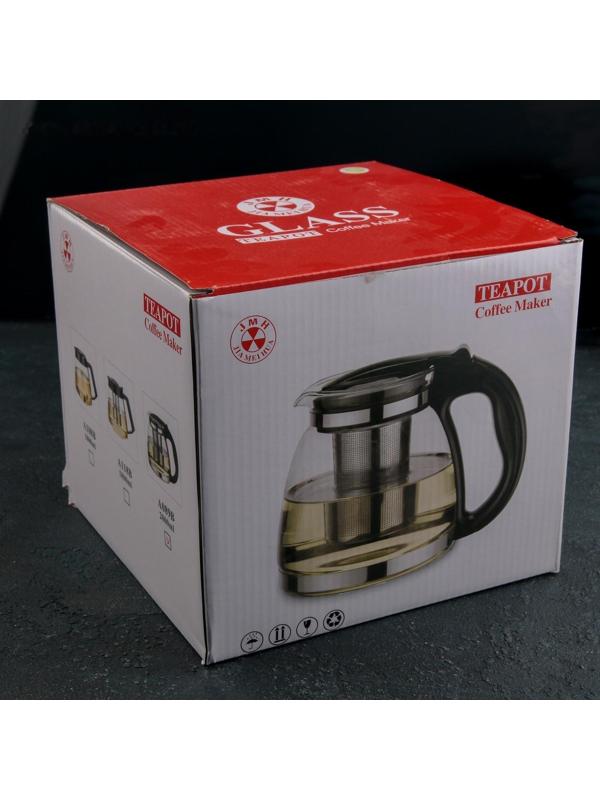 Чайник стеклянный заварочный «Наслаждение», 2 л, с металлическим ситом, цвет МИКС