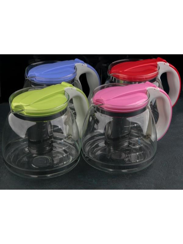 Чайник стеклянный заварочный «Наслаждение», 2 л, с металлическим ситом, цвет МИКС