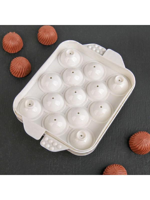 Форма для льда и шоколада «Сфера», 16×12 см, 13 ячеек, цвет белый