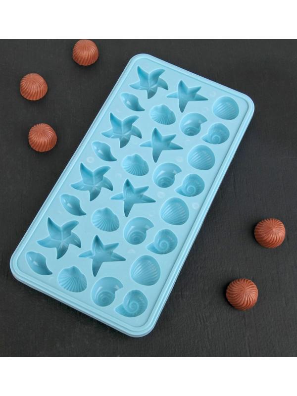 Форма для льда и шоколада «Морское дно», 28×14,5 см, 28 ячеек, цвет МИКС