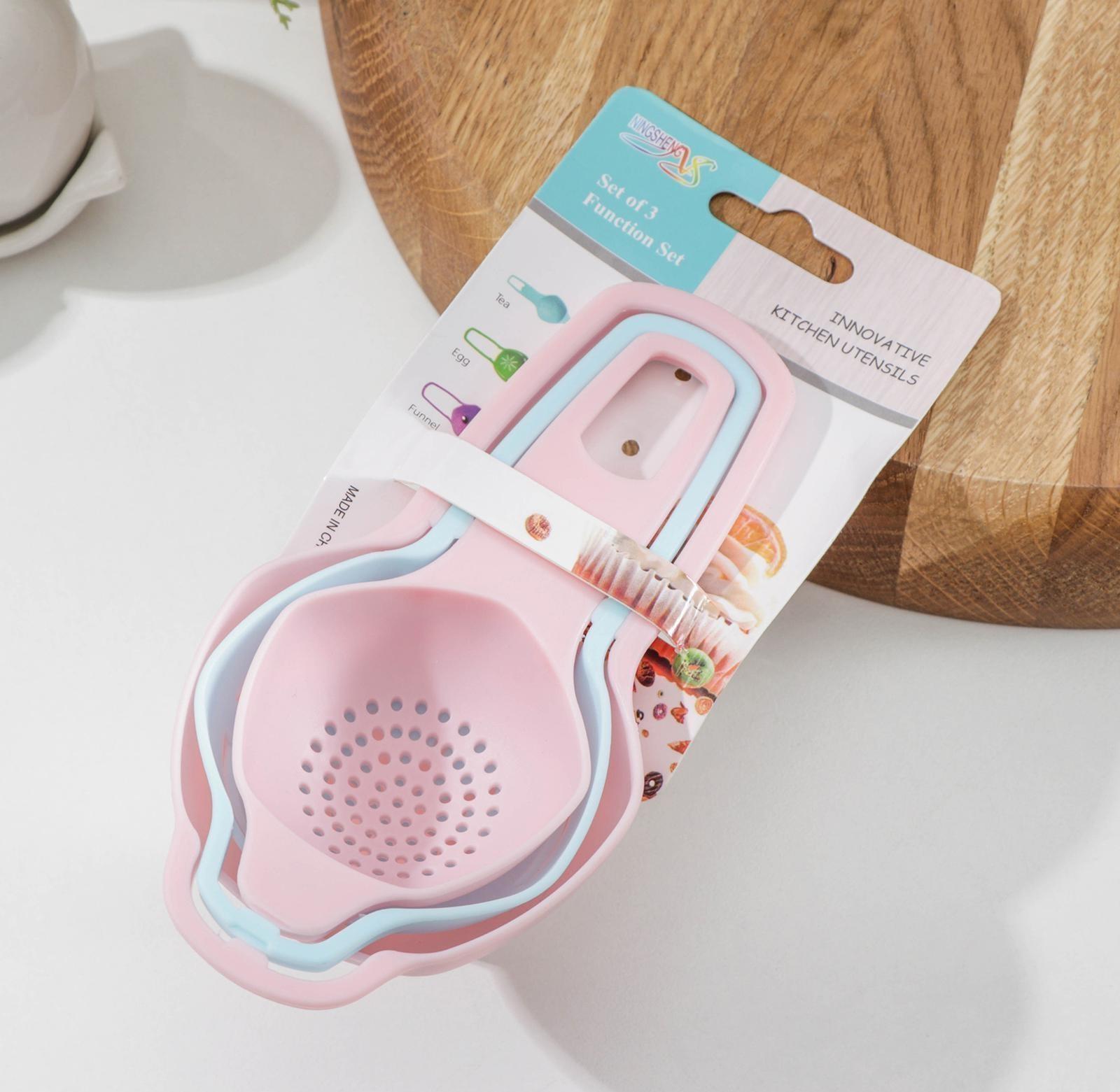 Набор для выпечки, 3 предмета: ситечко, сепаратор для яиц, воронка, цвет МИКС