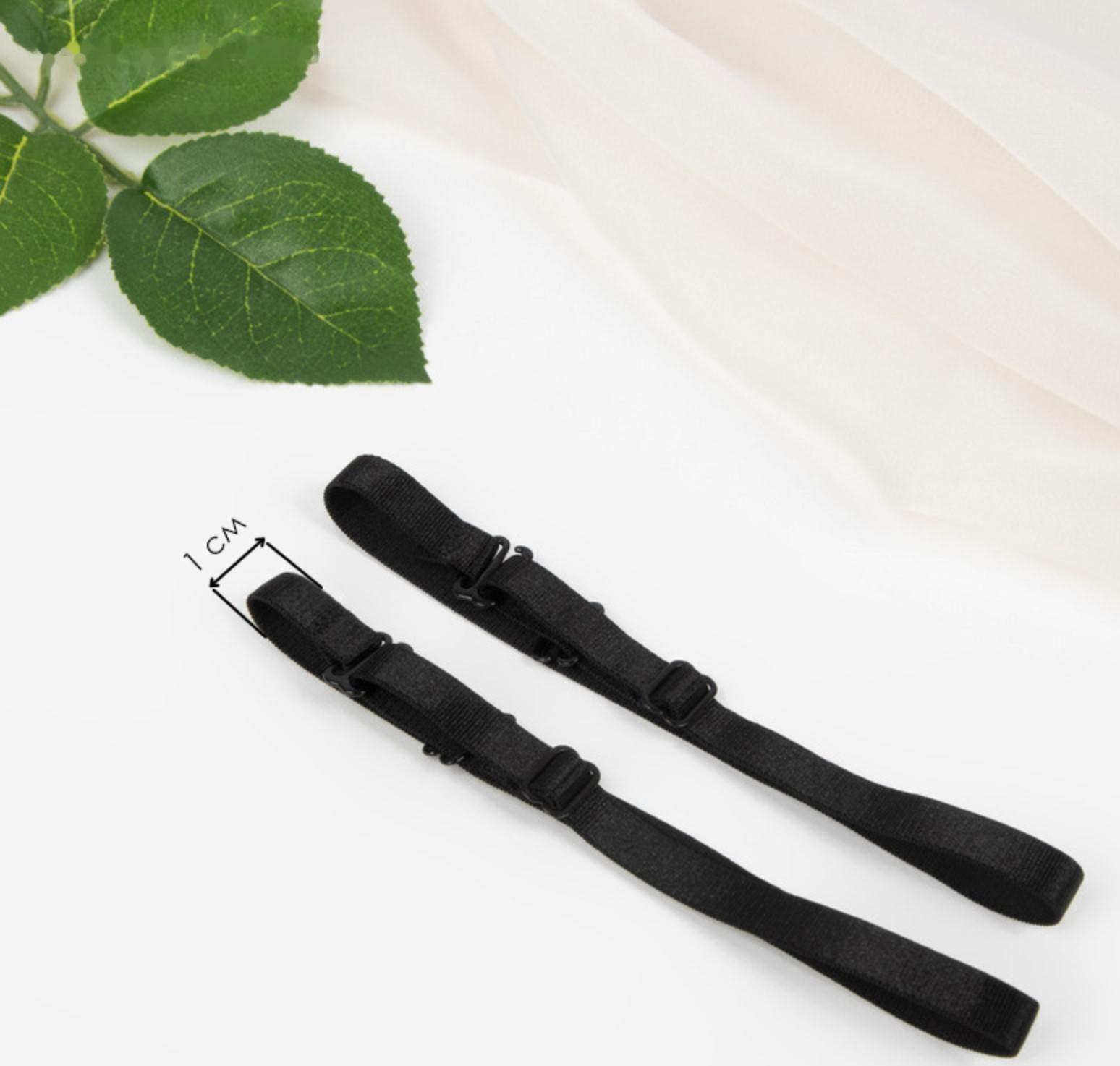 Бретели текстильные, 1 см, 37 см, пара, цвет чёрный