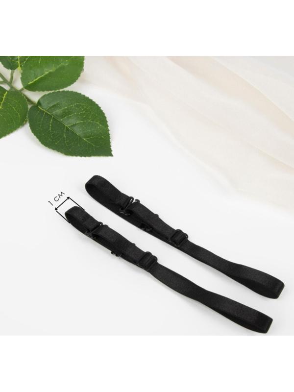 Бретели текстильные, 1 см, 37 см, пара, цвет чёрный