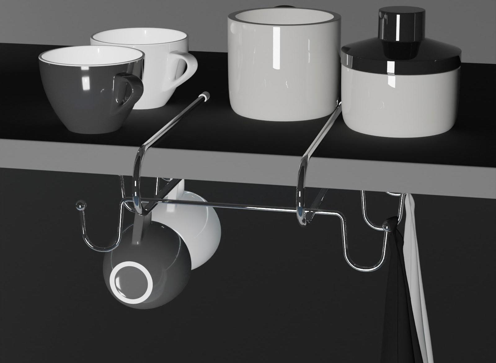 Держатель для кружек подвесной на 8 предметов Доляна, 28×18,5×6 см, цвет хром