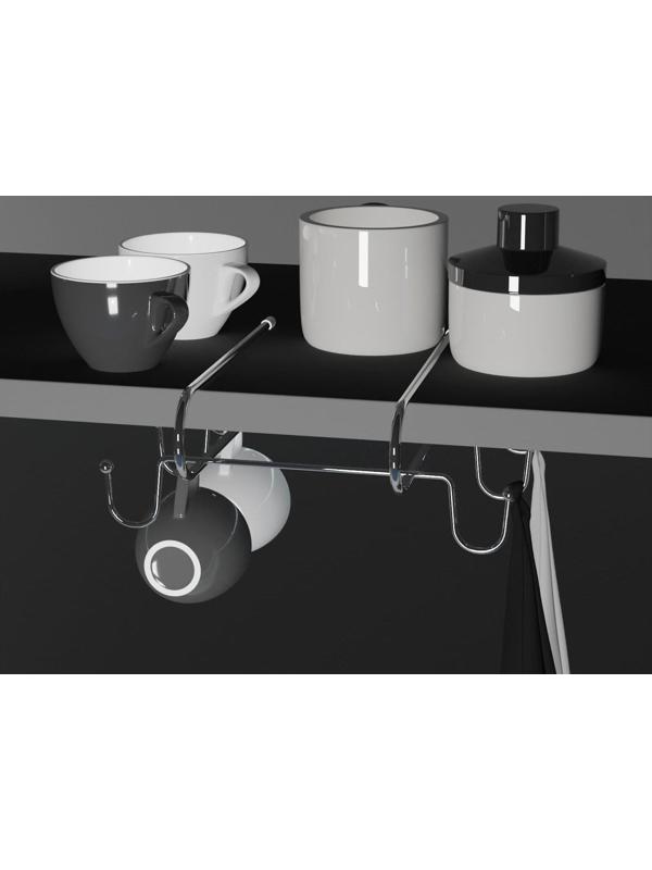 Держатель для кружек подвесной на 8 предметов Доляна, 28×18,5×6 см, цвет хром