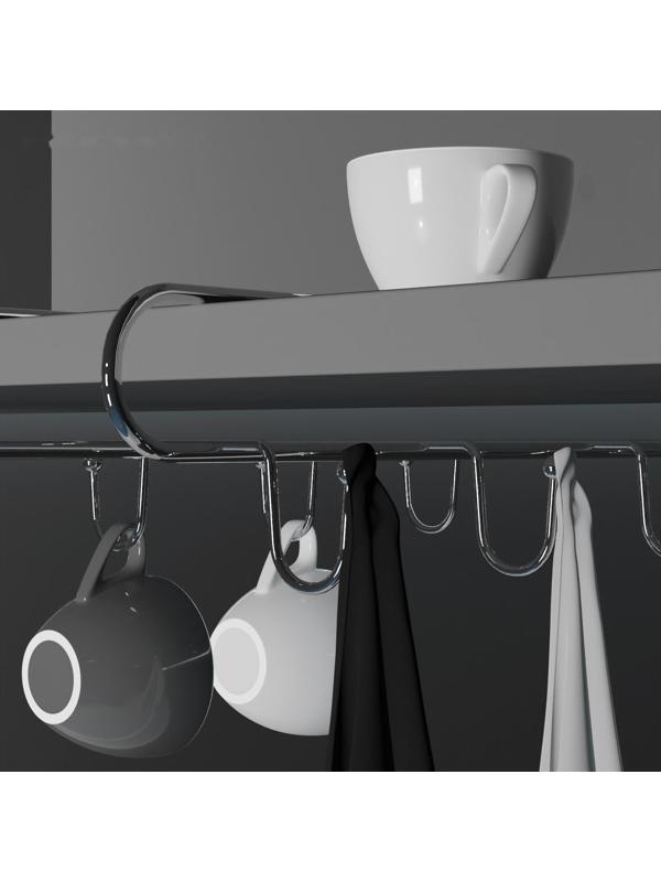 Держатель для кружек подвесной на 8 предметов Доляна, 28×18,5×6 см, цвет хром