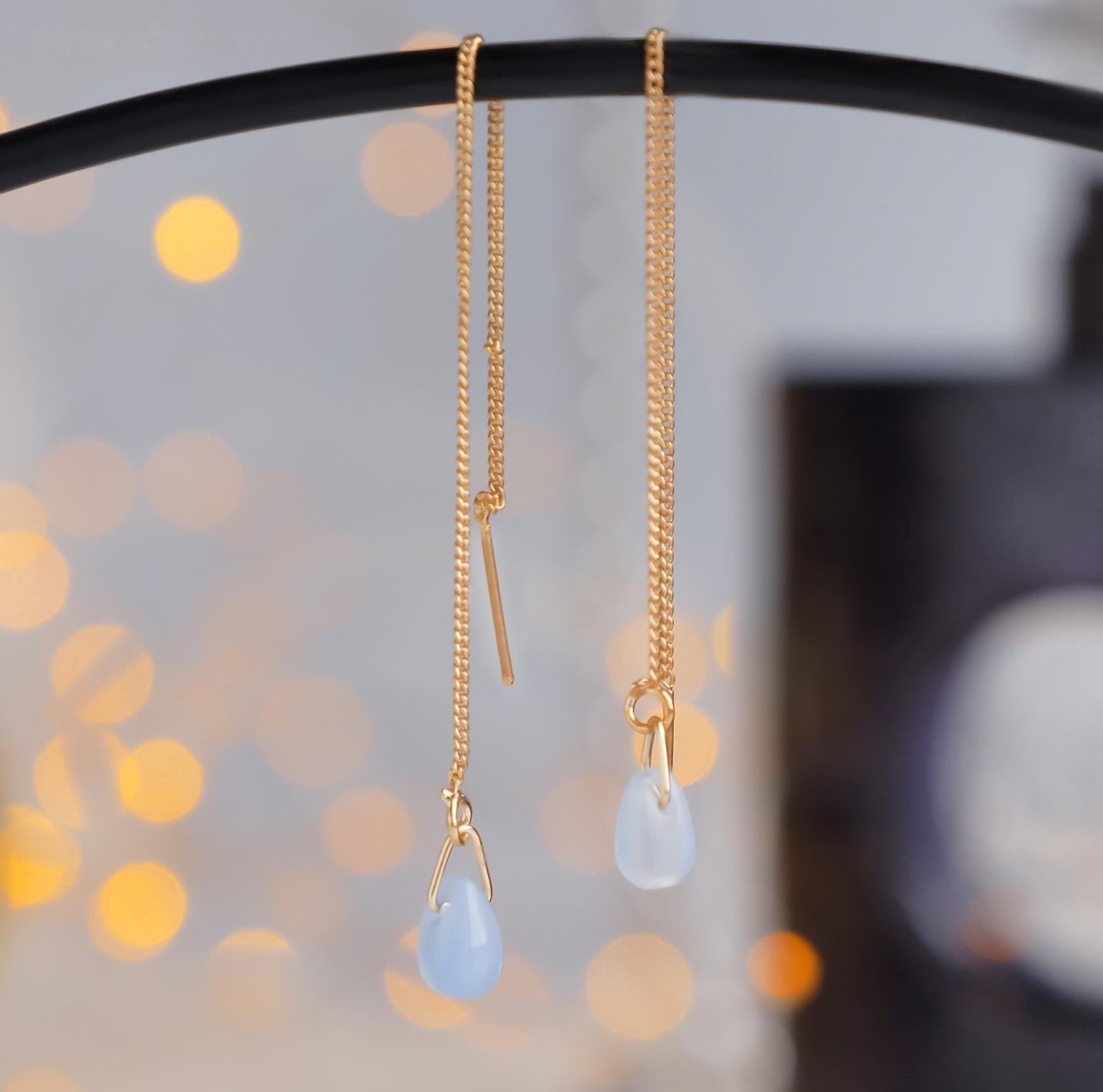 Серьги висячие со стразами 