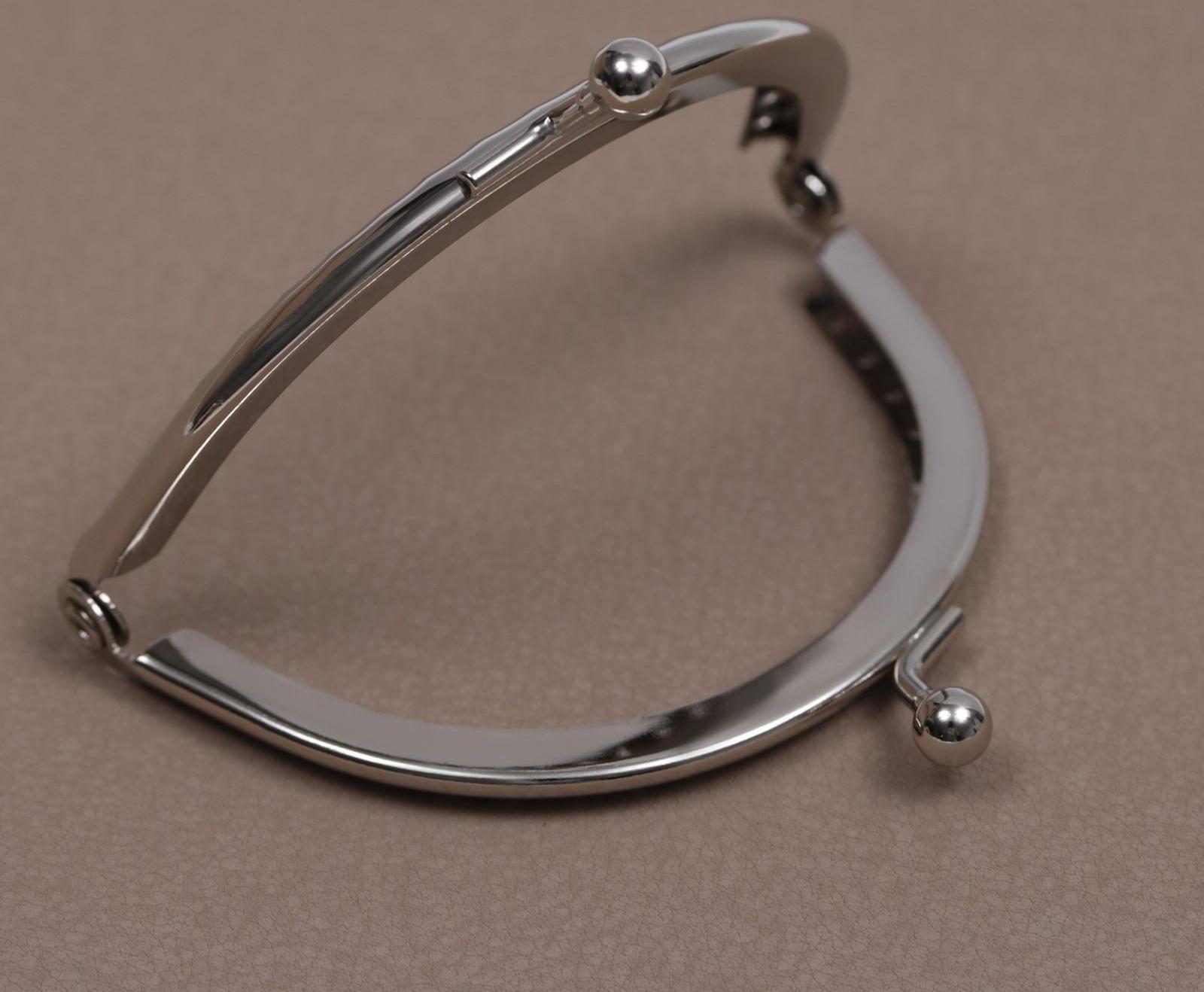 Фермуар пришивной «Полукруг», 8 см, цвет серебряный