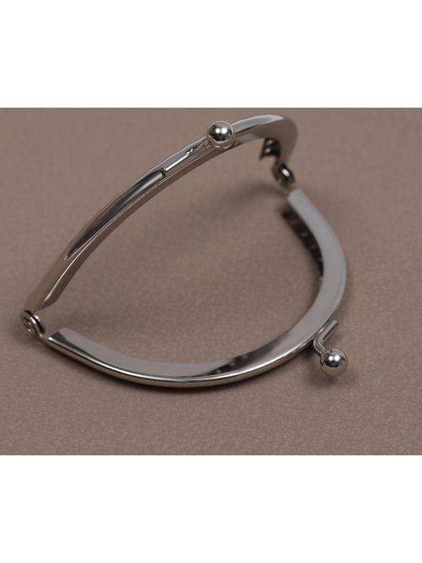 Фермуар пришивной «Полукруг», 8 см, цвет серебряный